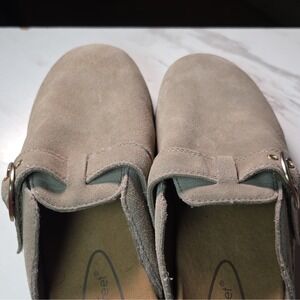 OrthoFeet Women's Beige Leather Upper Mule Sandals Buckle‎ Slip On US 9 M